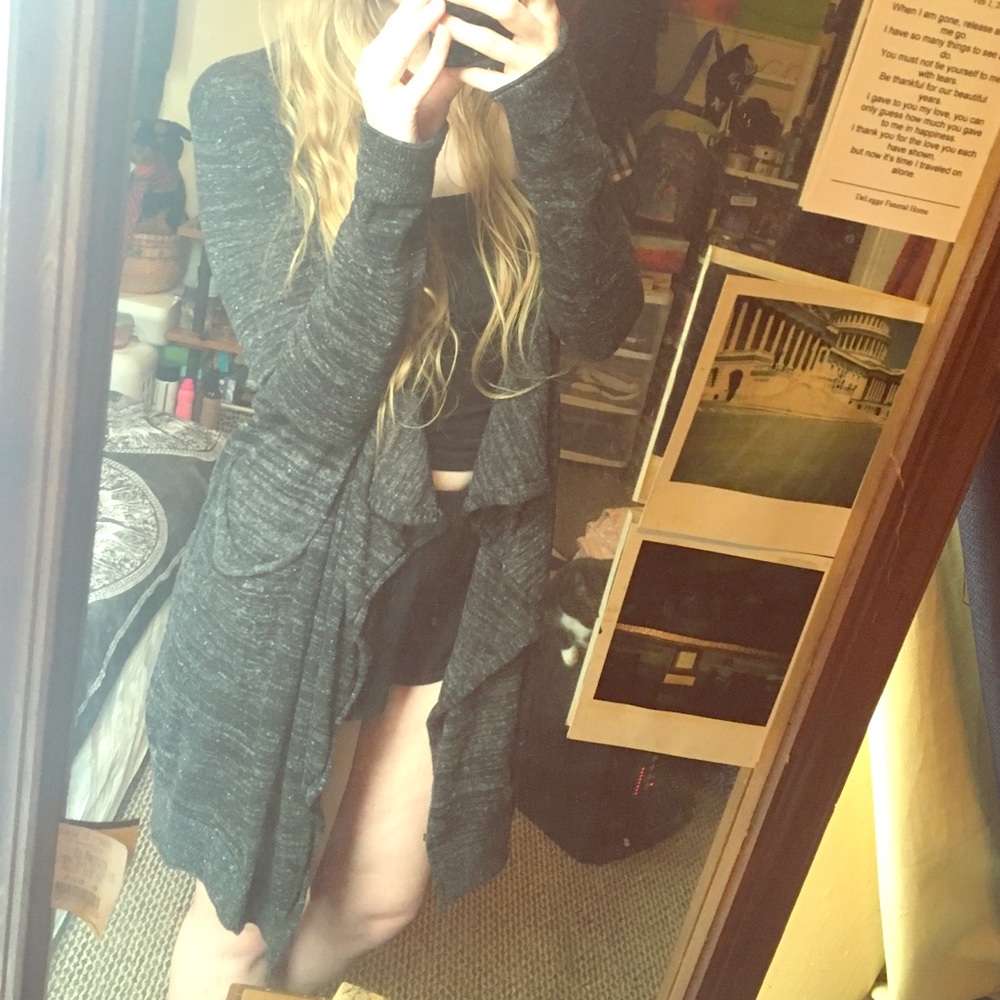 ZARA Knit Asymmetrical Multi-Gray Cardigan